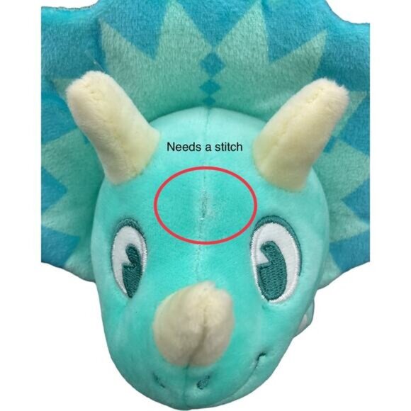 Disneys Animal Kingdom Triceratops Plush Toy With Gold Stars & Turquoise Design - Picture 2 of 8